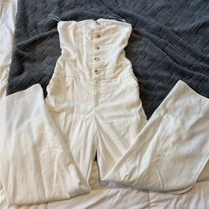 Le Lis White Button-Front Jumpsuit